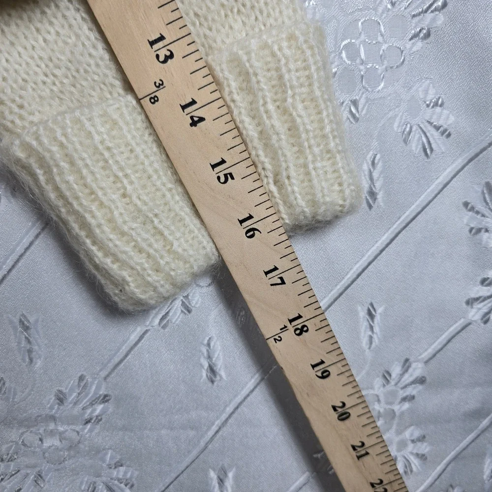 Vintage Jacqueline‎ Ferrar Sweater Women's Large Ivory Mohair Blend Turtleneck